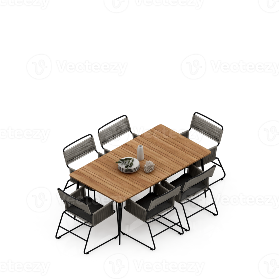 Isometric Table set Perspective 3D render png