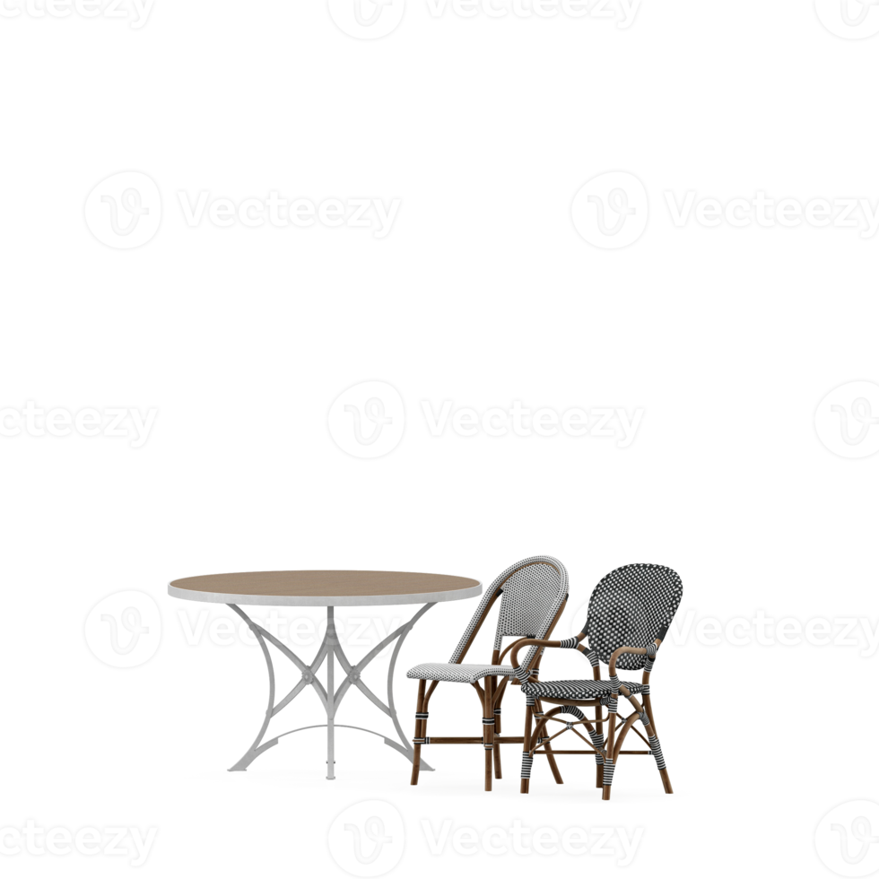 Isometric Table set front 3D render png