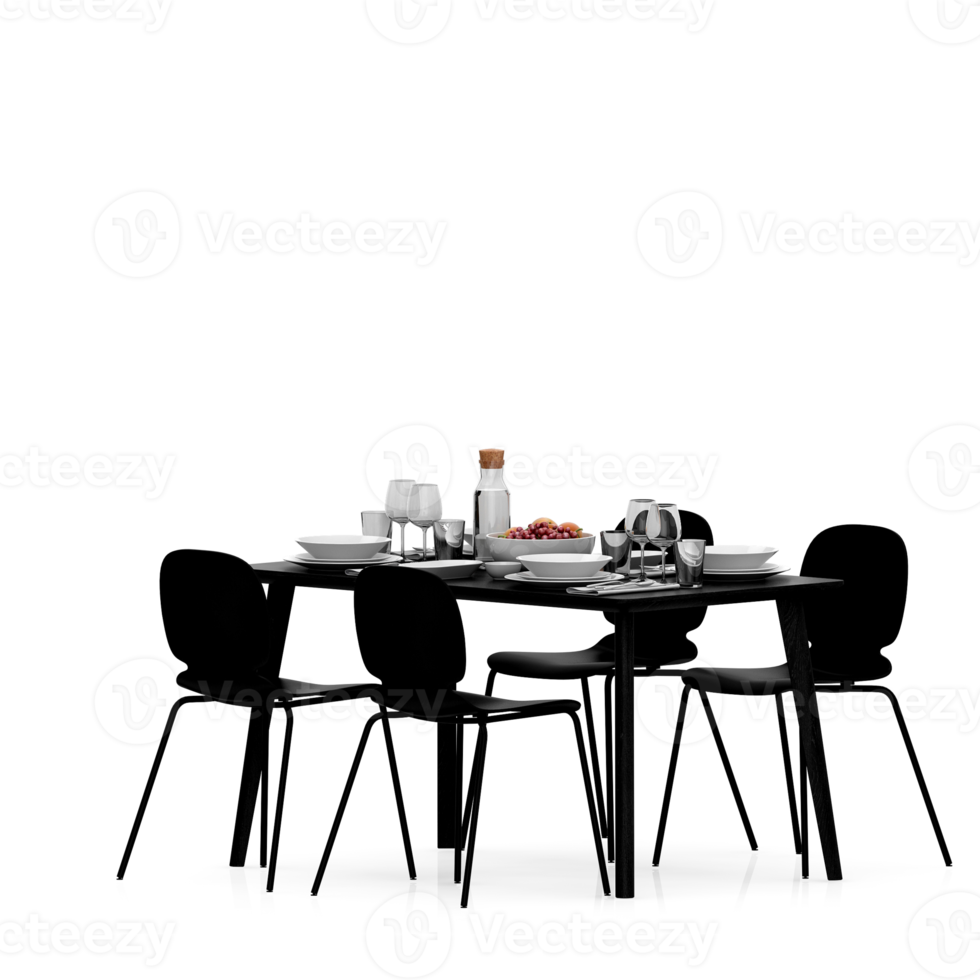 Isometric Table set front 3D render png
