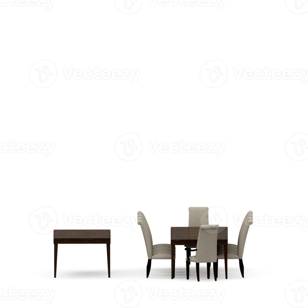 Isometric Table set front 3D render png