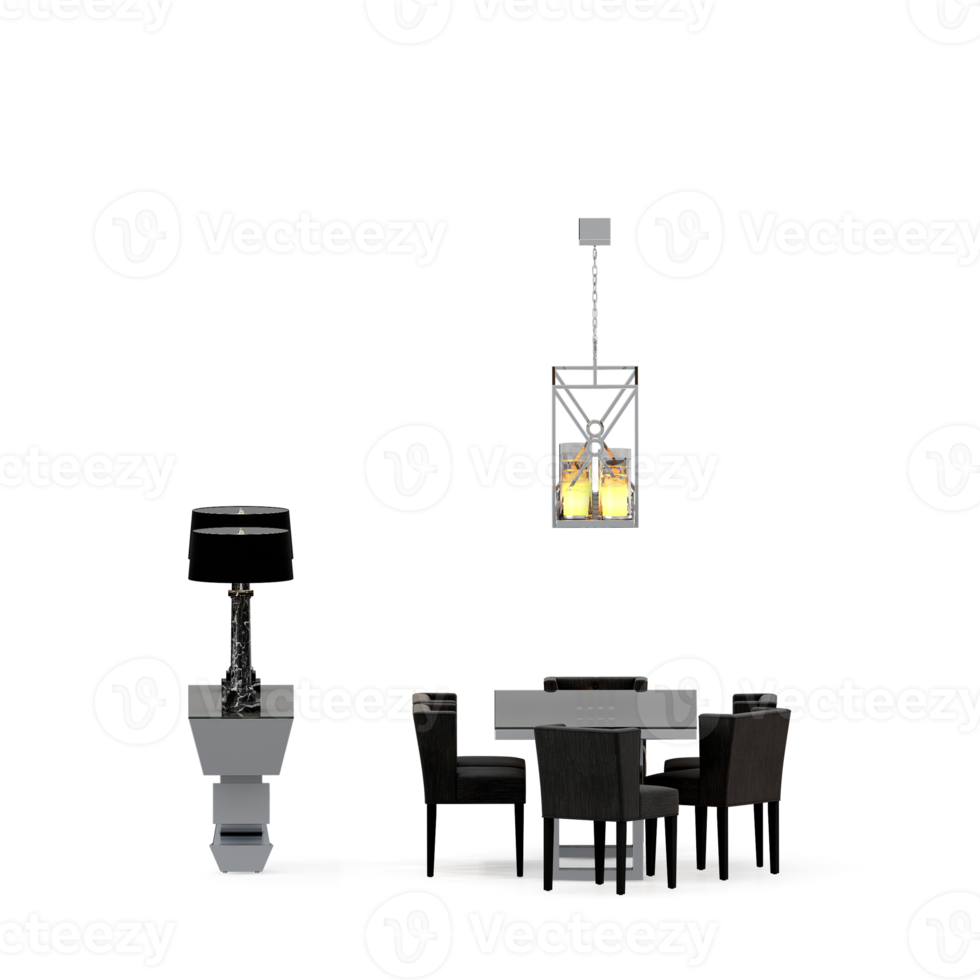 Isometric Table set front 3D render png