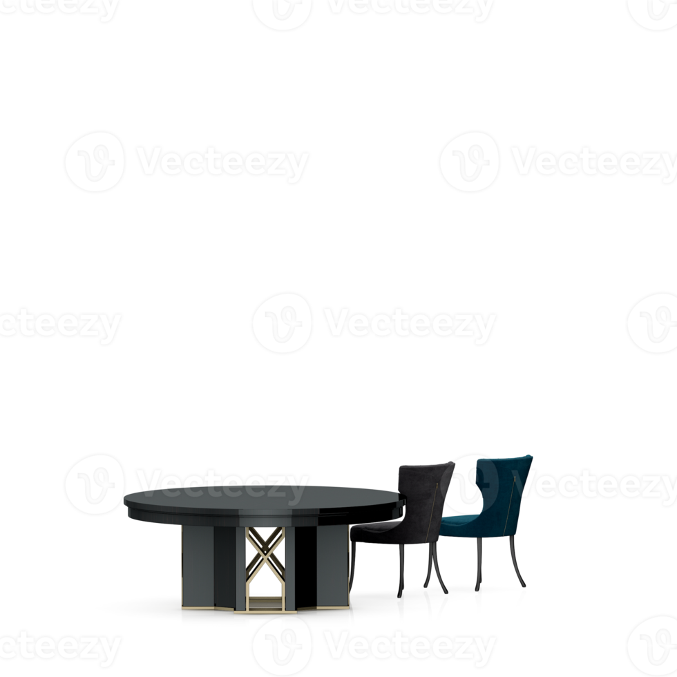 Isometric Table set front 3D render png