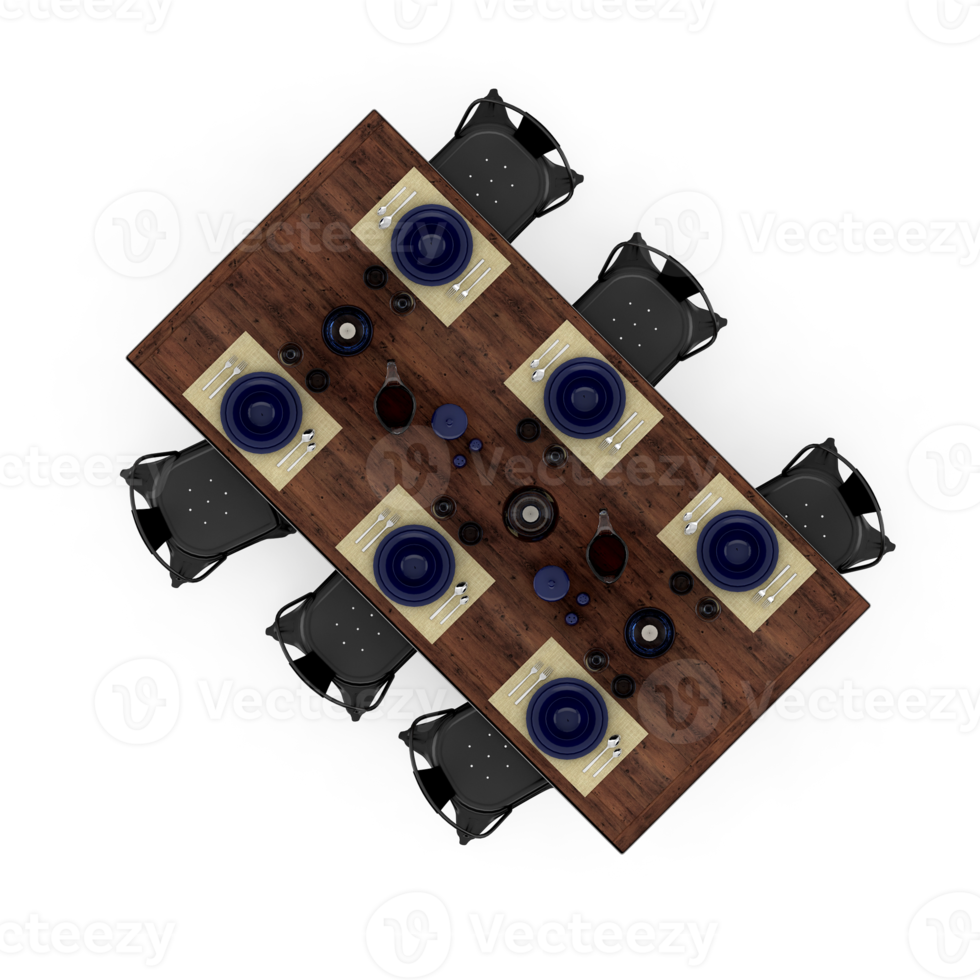 Isometric Table set Top 3D render png