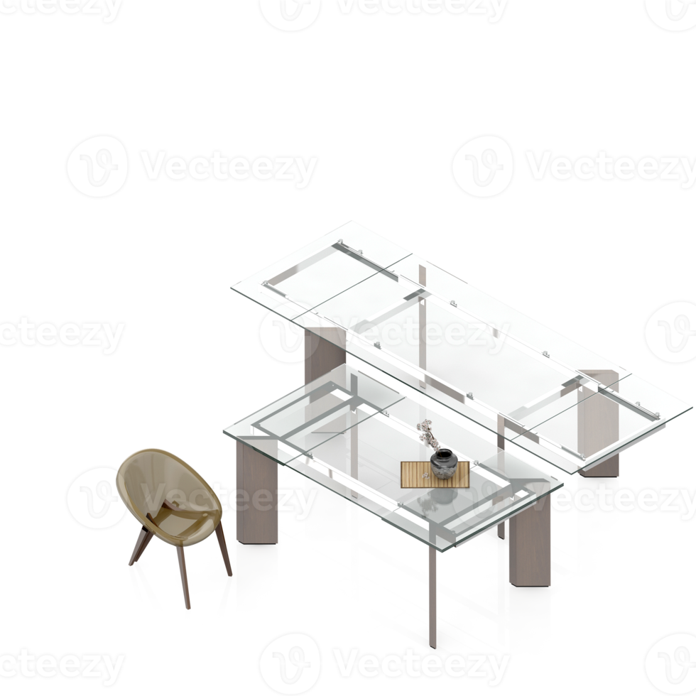 Isometric Table set Perspective 3D render png