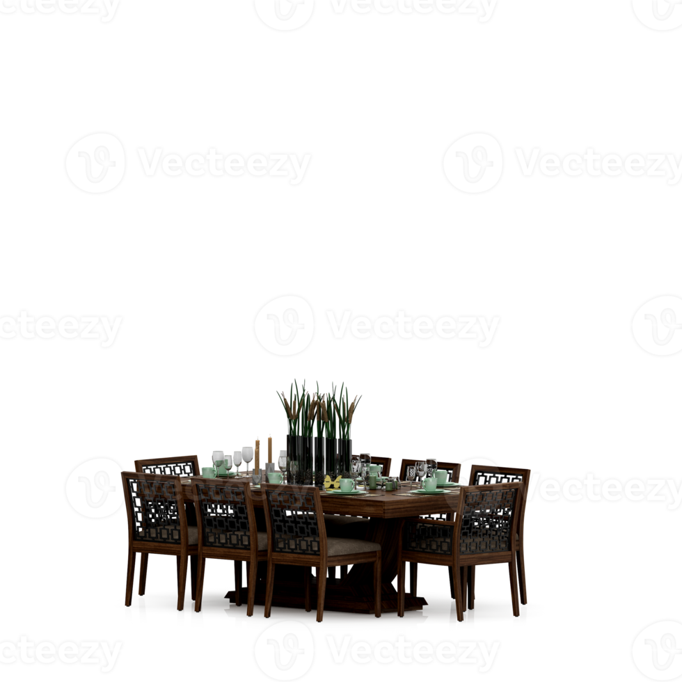 Isometric Table set front 3D render png