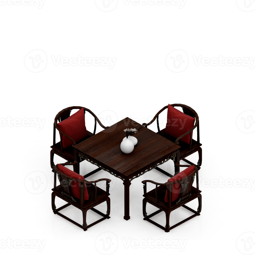 Isometric Table set Perspective 3D render png
