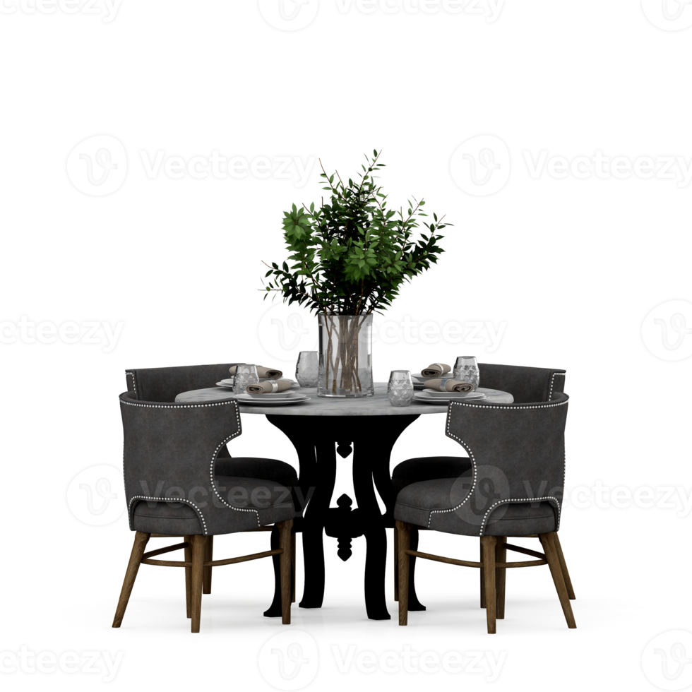Isometric Table set front 3D render png
