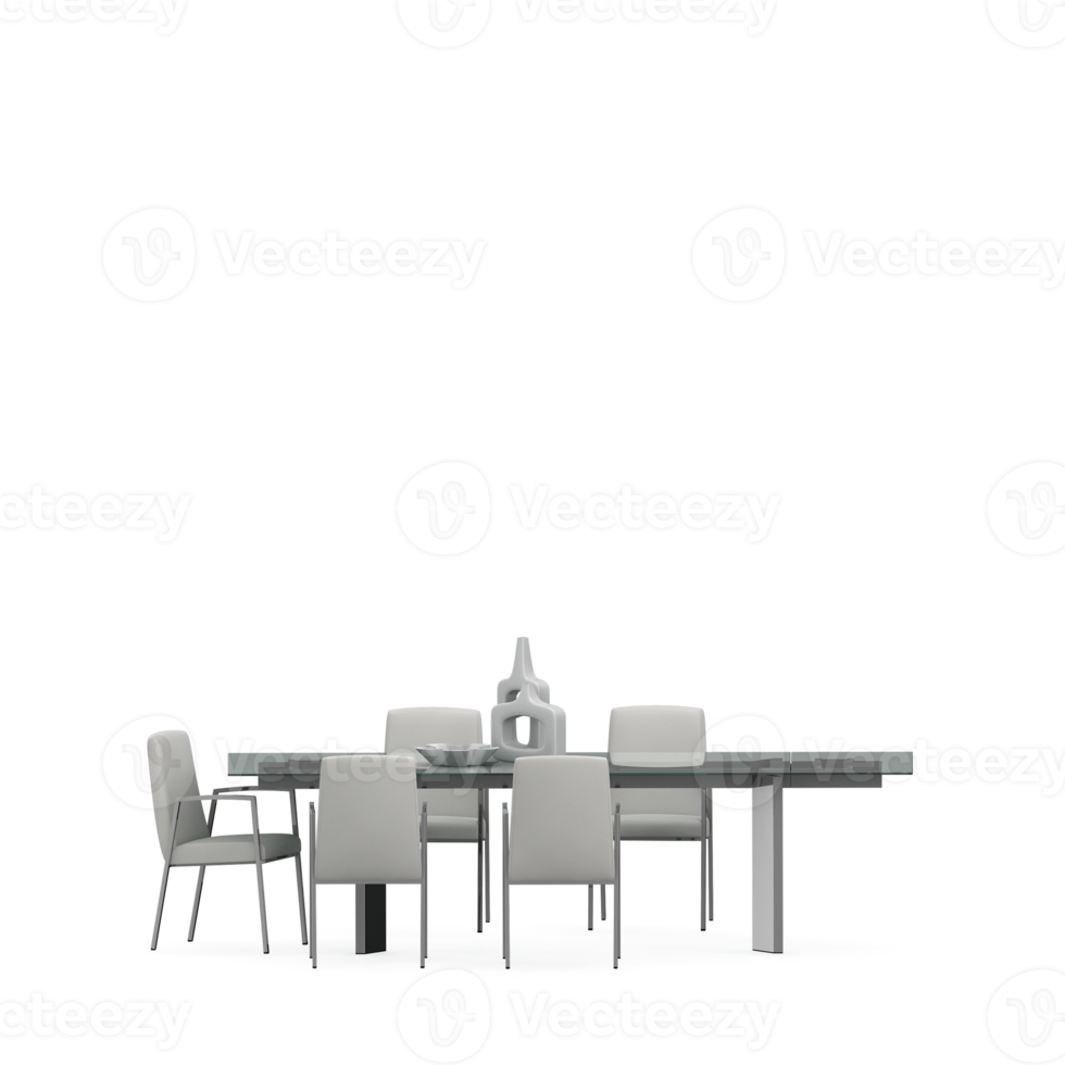 Isometric Table set front 3D render png