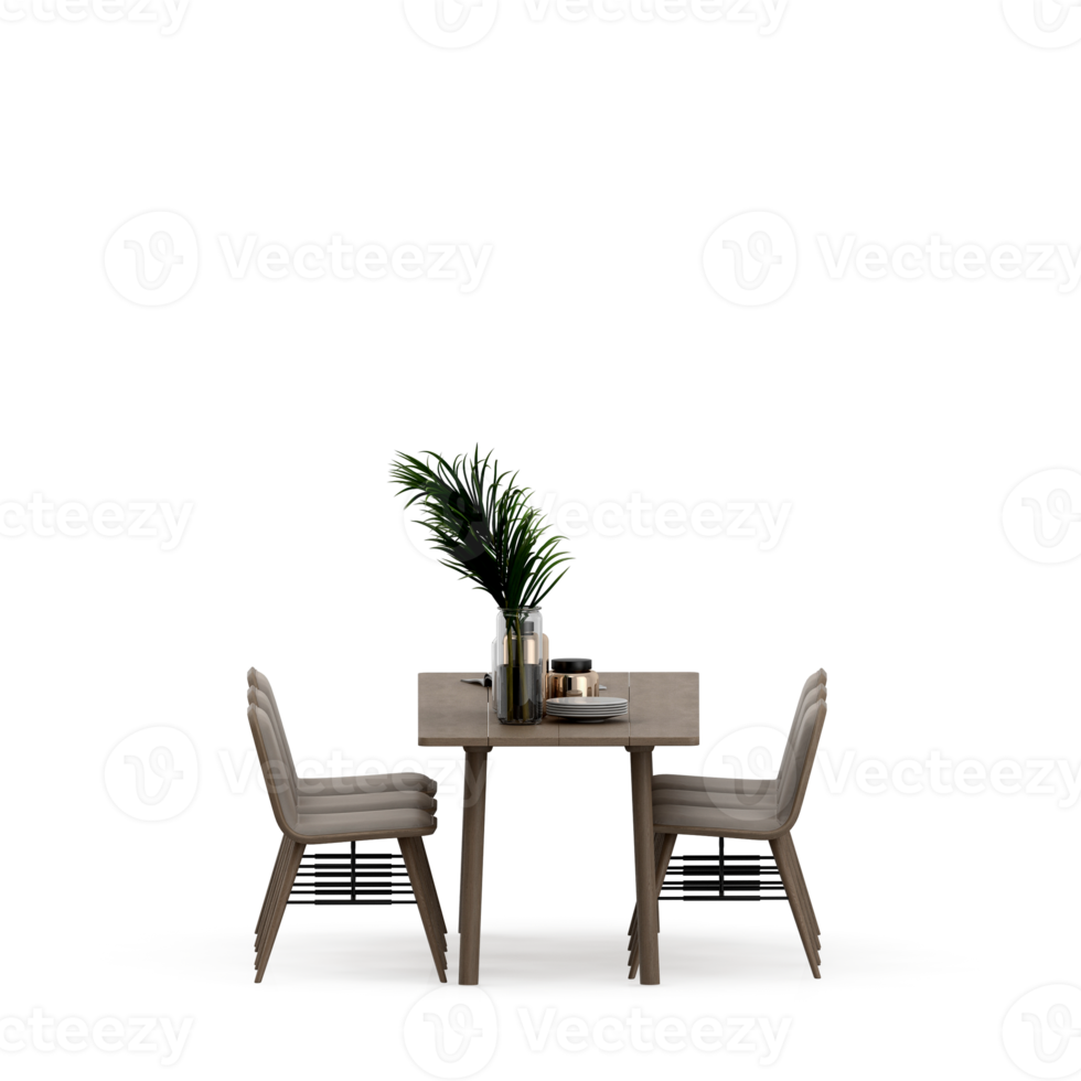 Isometric Table set front 3D render png