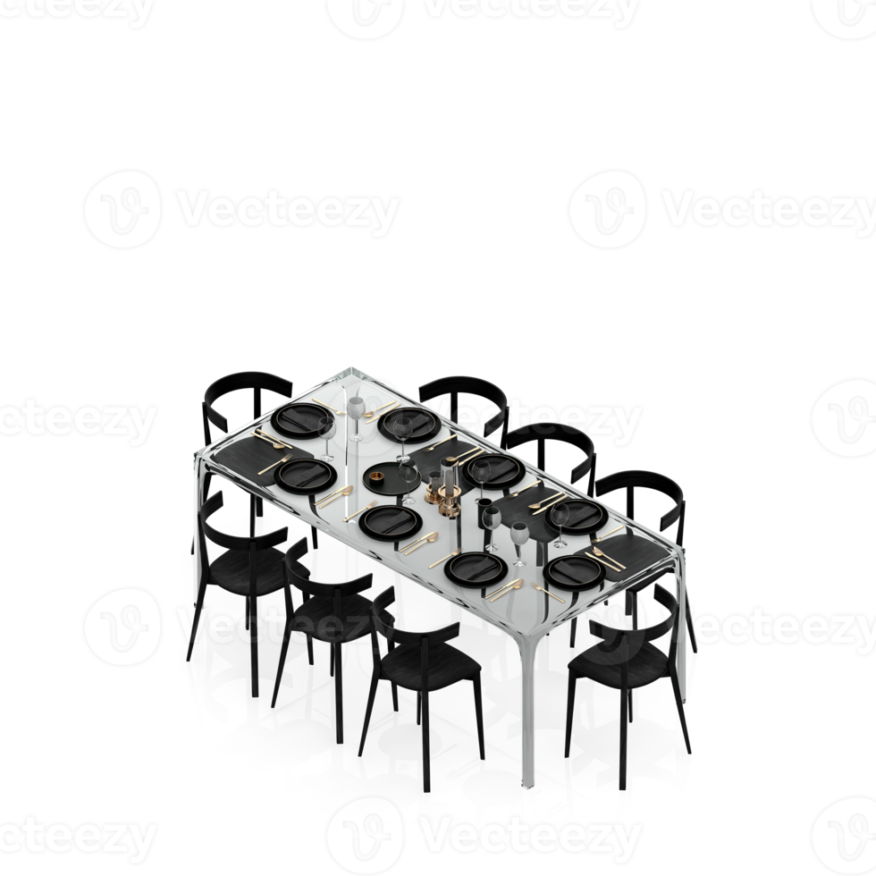 Isometric Table set Perspective 3D render png