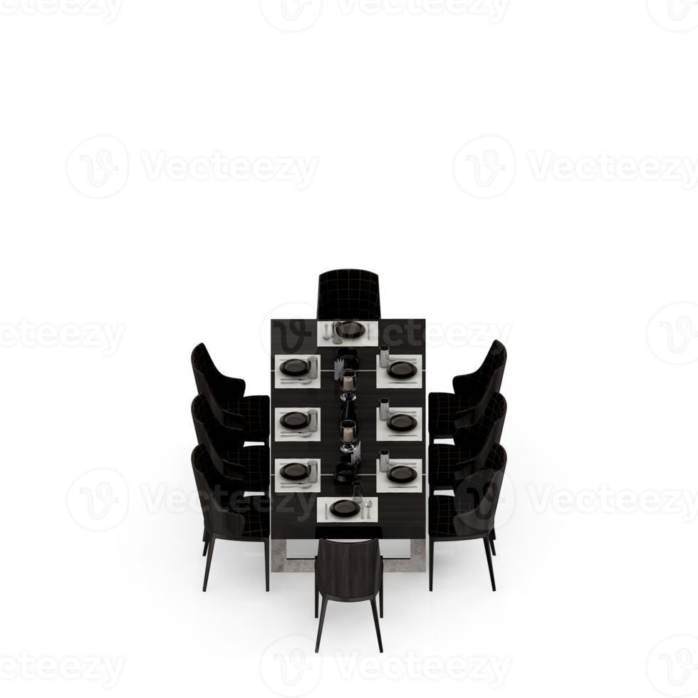 Isometric Table set Perspective 3D render png