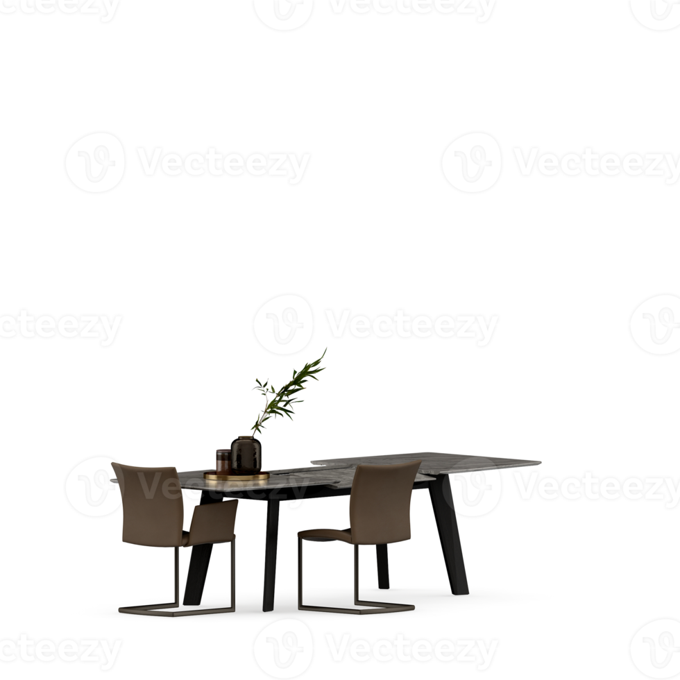 Isometric Table set front 3D render png