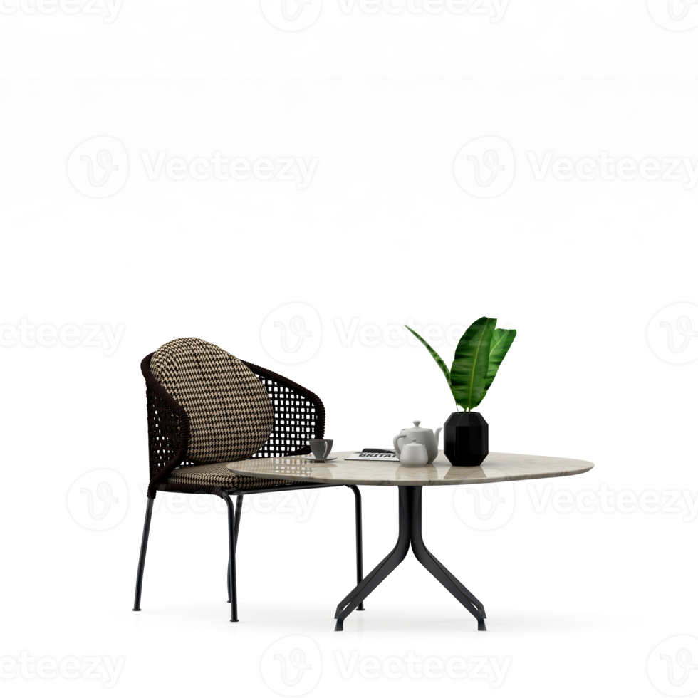 Isometric Table set front 3D render png