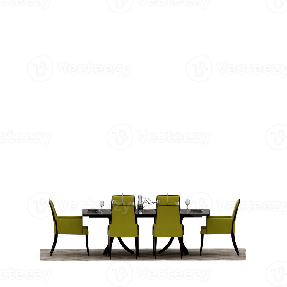 Isometric Table set front 3D render png