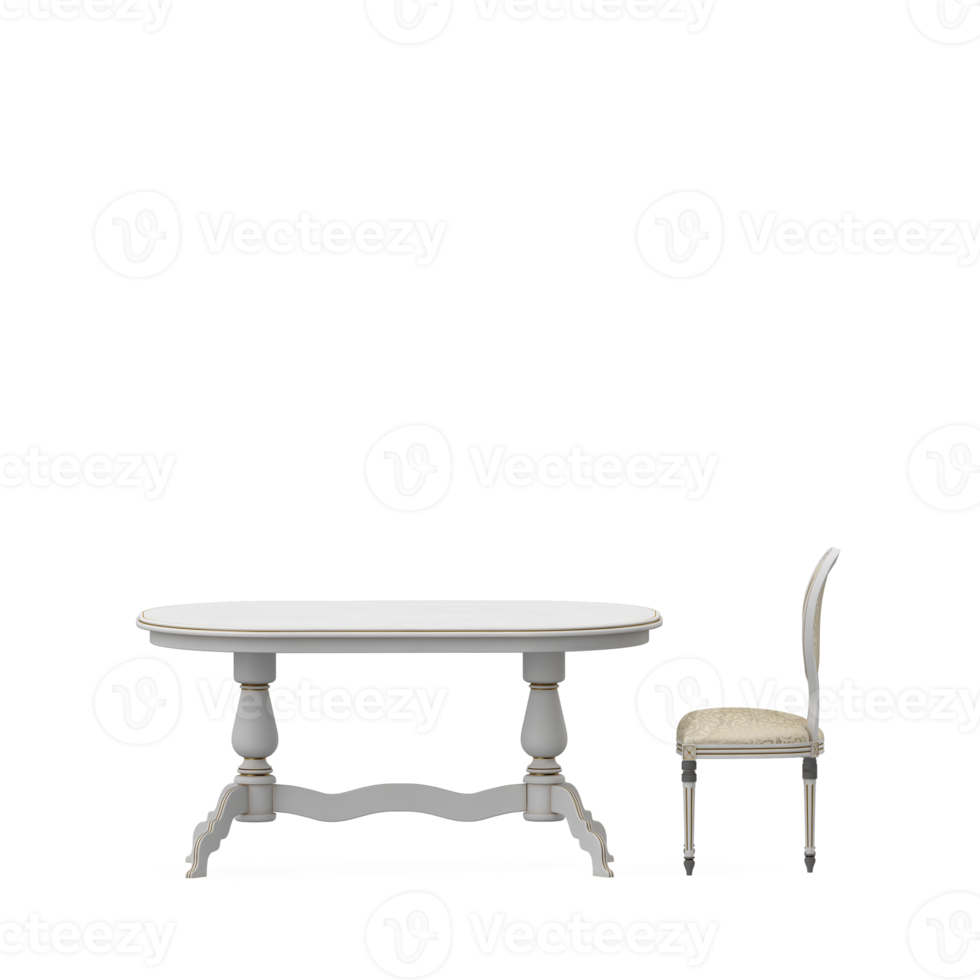 Isometric Table set front 3D render png