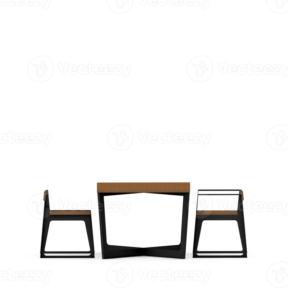 Isometric Table set front 3D render png