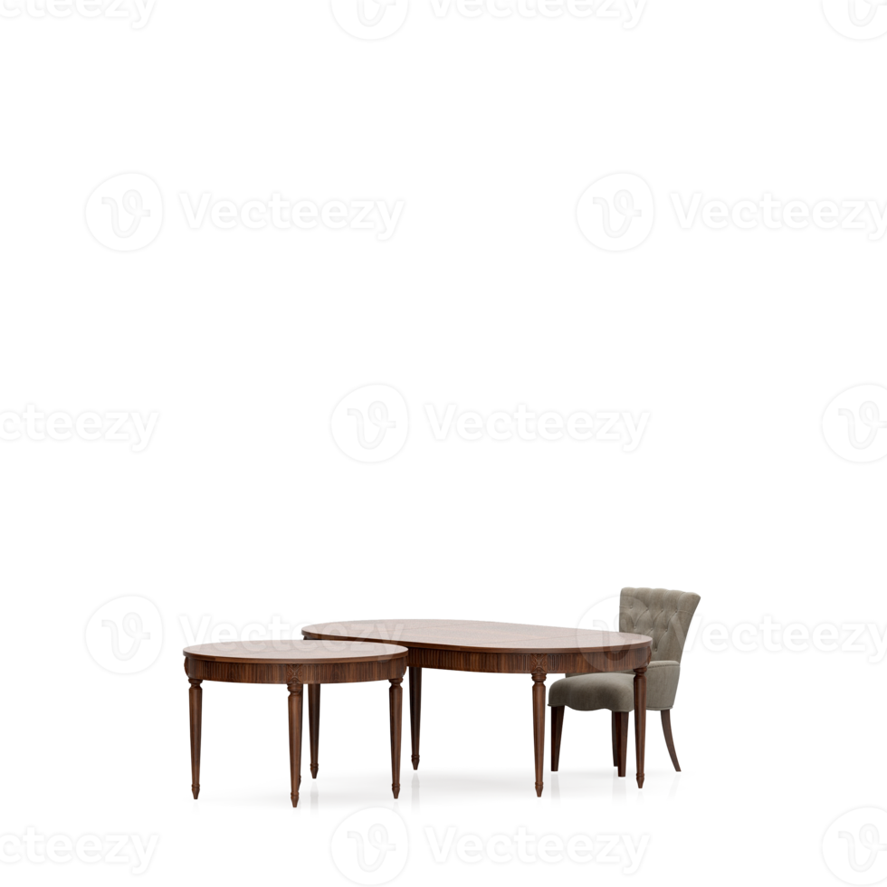 Isometric Table set front 3D render png