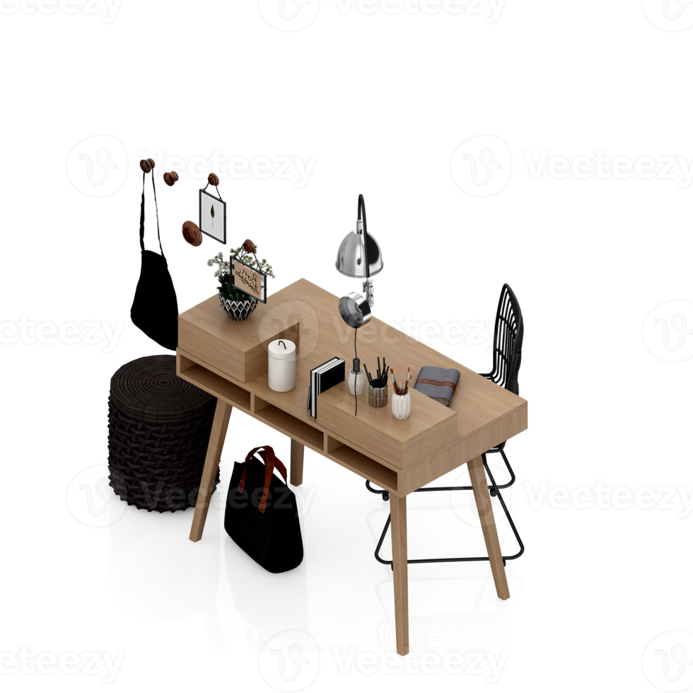 Isometric Table set Perspective 3D render png