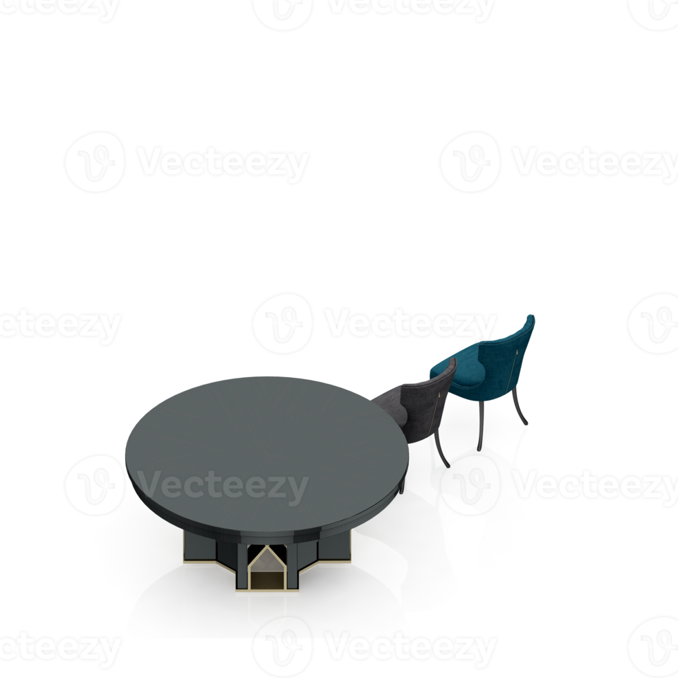 renderização 3d de perspectiva de conjunto de mesa isométrica png
