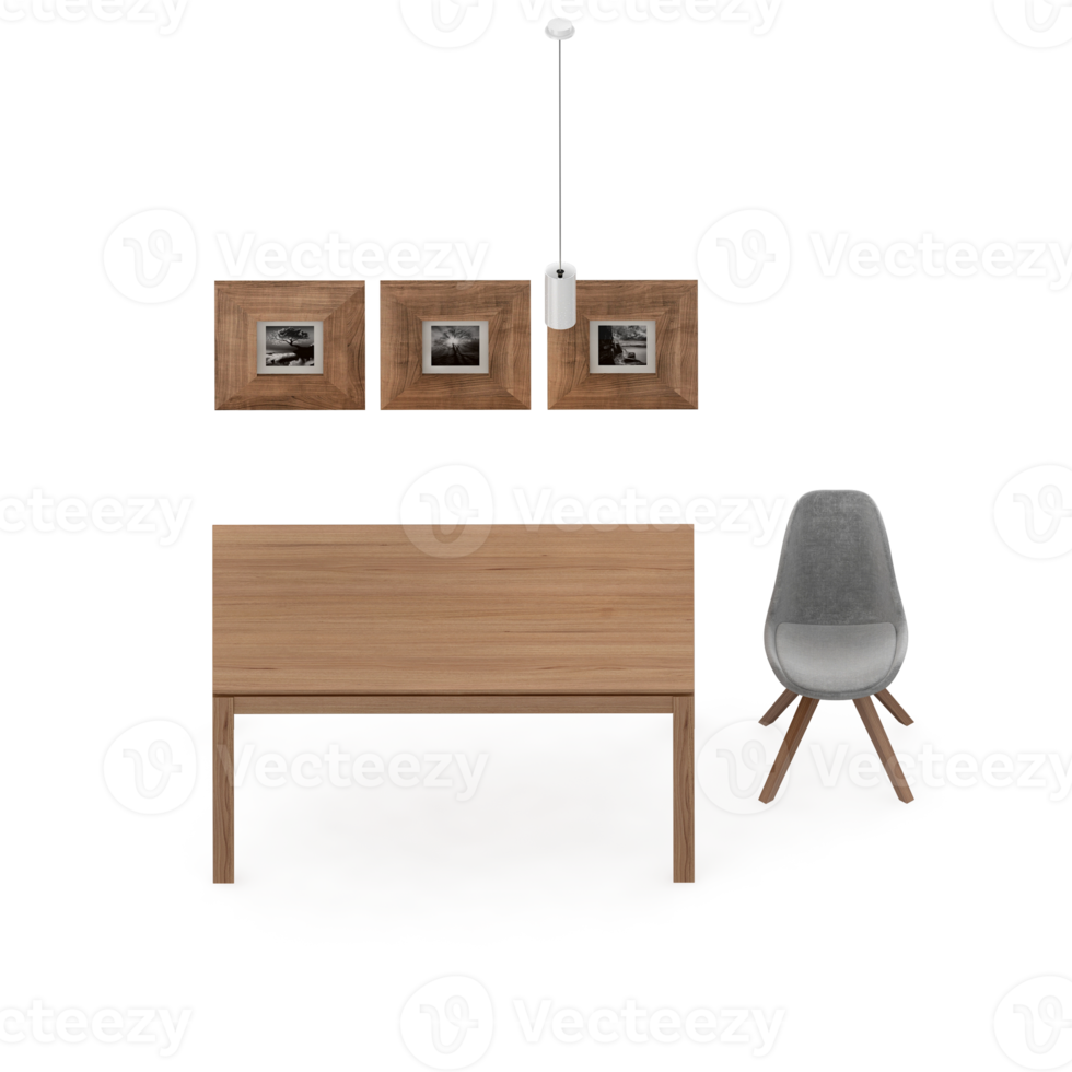 Isometric Table set Perspective 3D render png