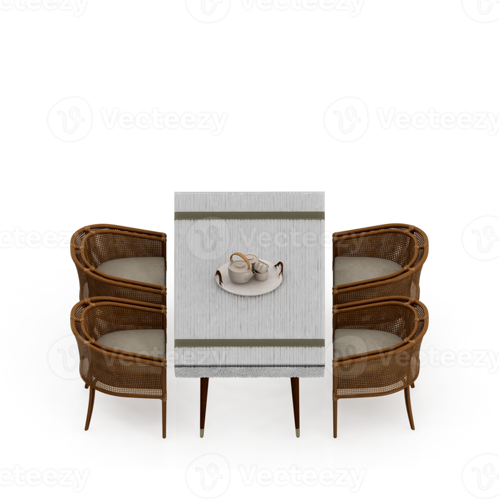 Isometric Table set Perspective 3D render png