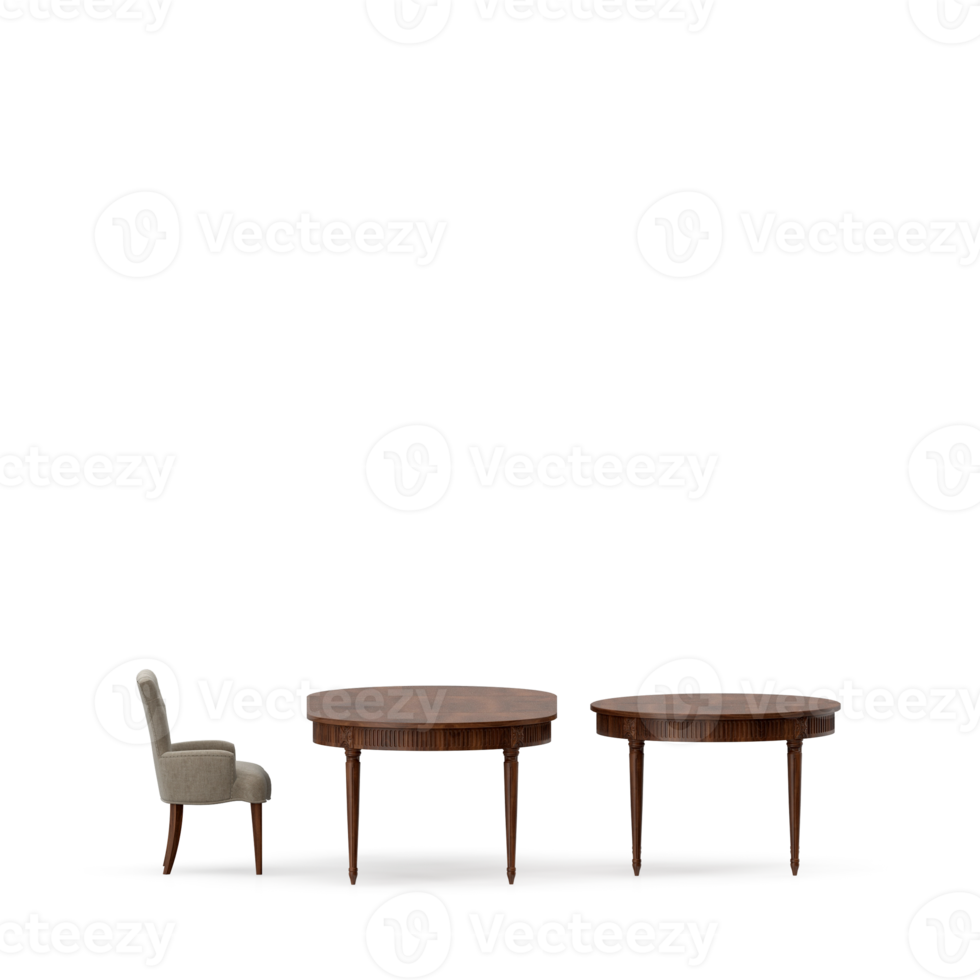 Isometric Table set front 3D render png