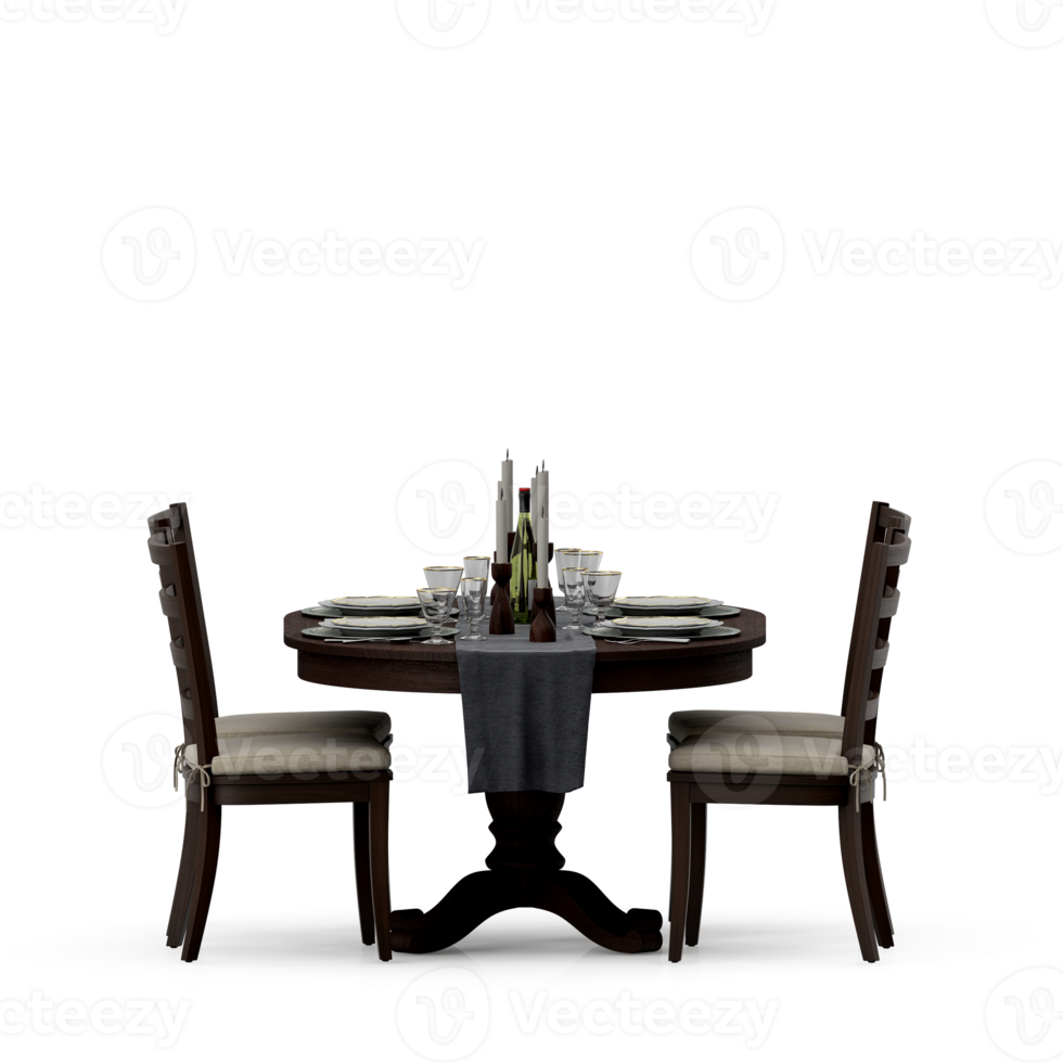 conjunto de mesa isométrica render 3d frontal png