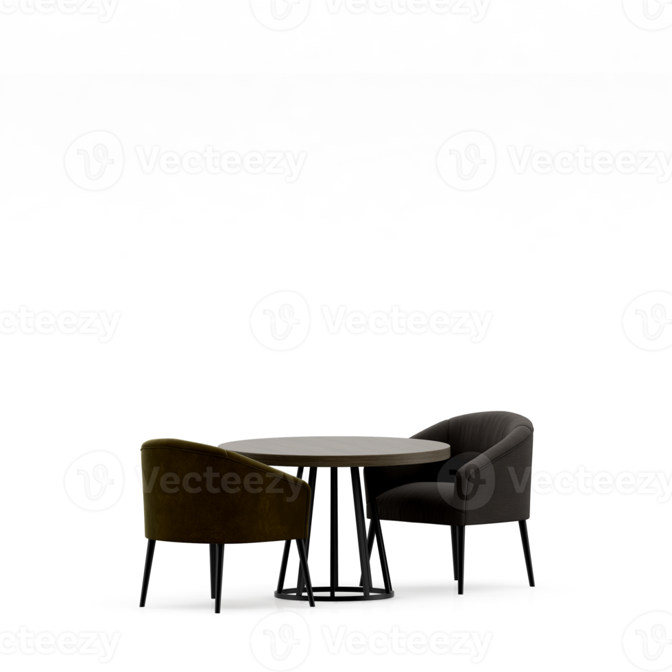 Isometric Table set front 3D render png