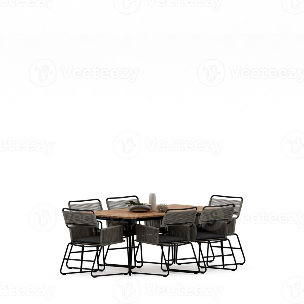 Isometric Table set front 3D render png
