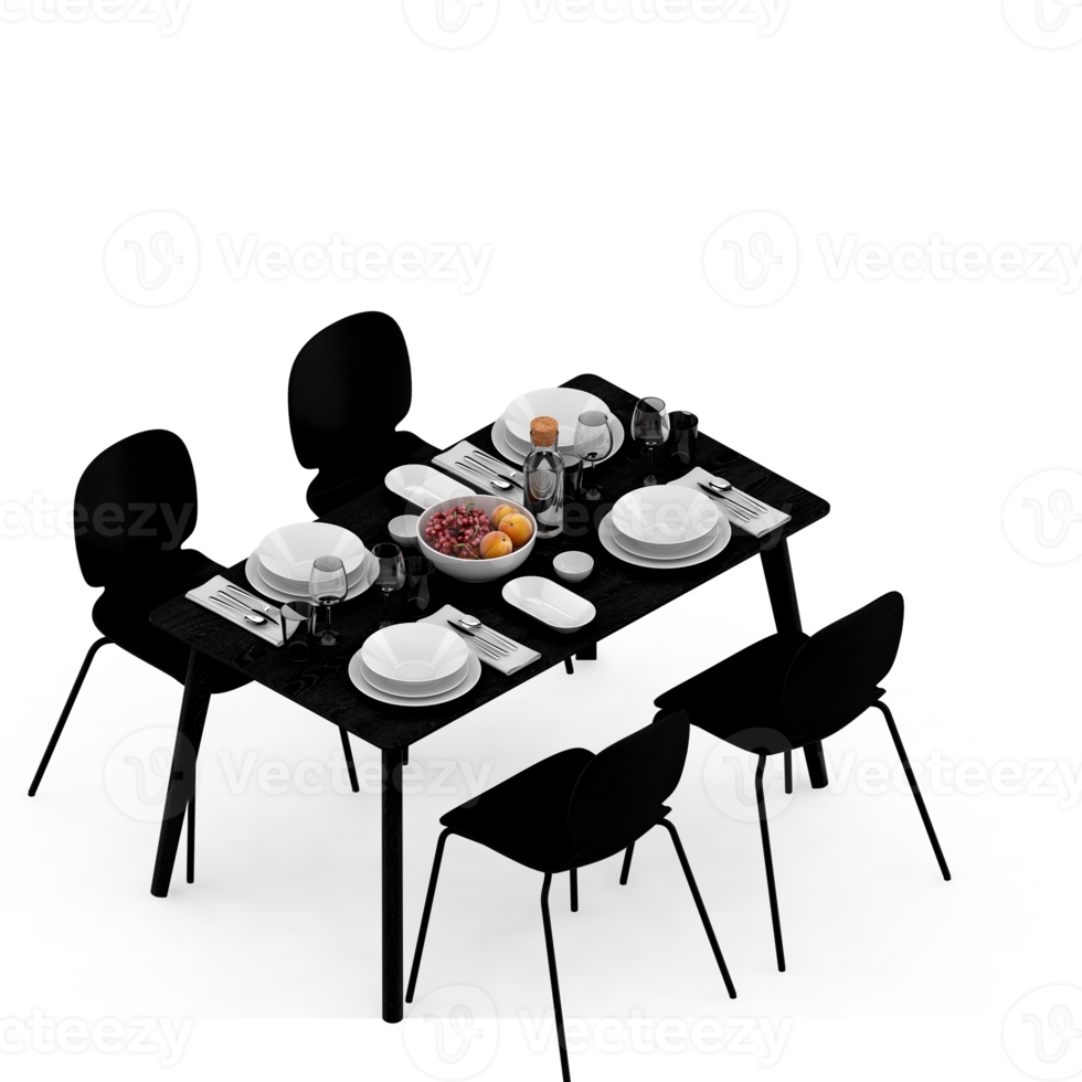 Isometric Table set Perspective 3D render png