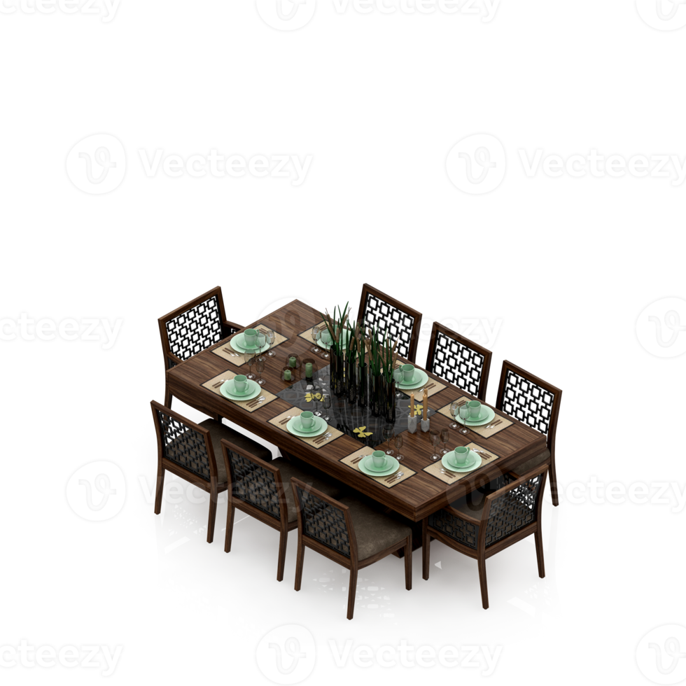 Isometric Table set Perspective 3D render png