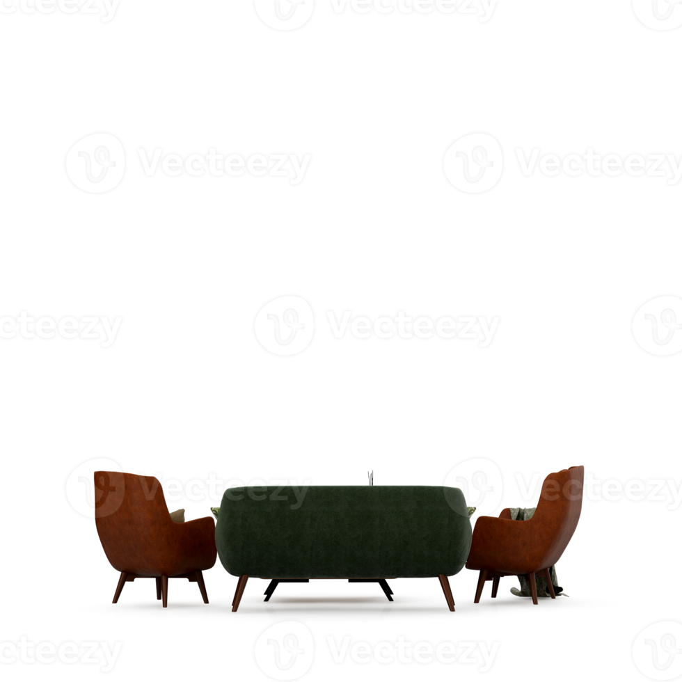 Isometric Table set front 3D render png