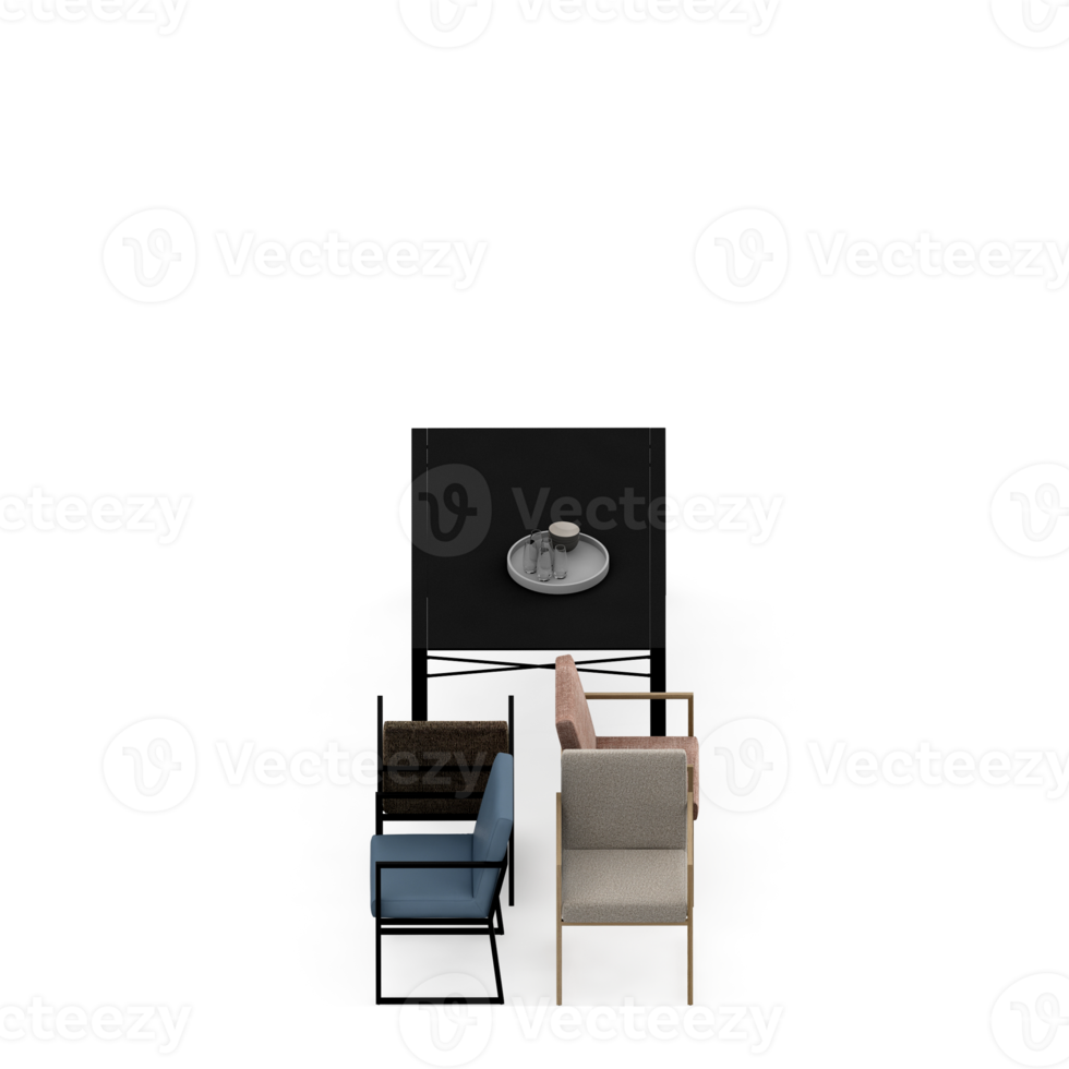 Isometric Table set Perspective 3D render png