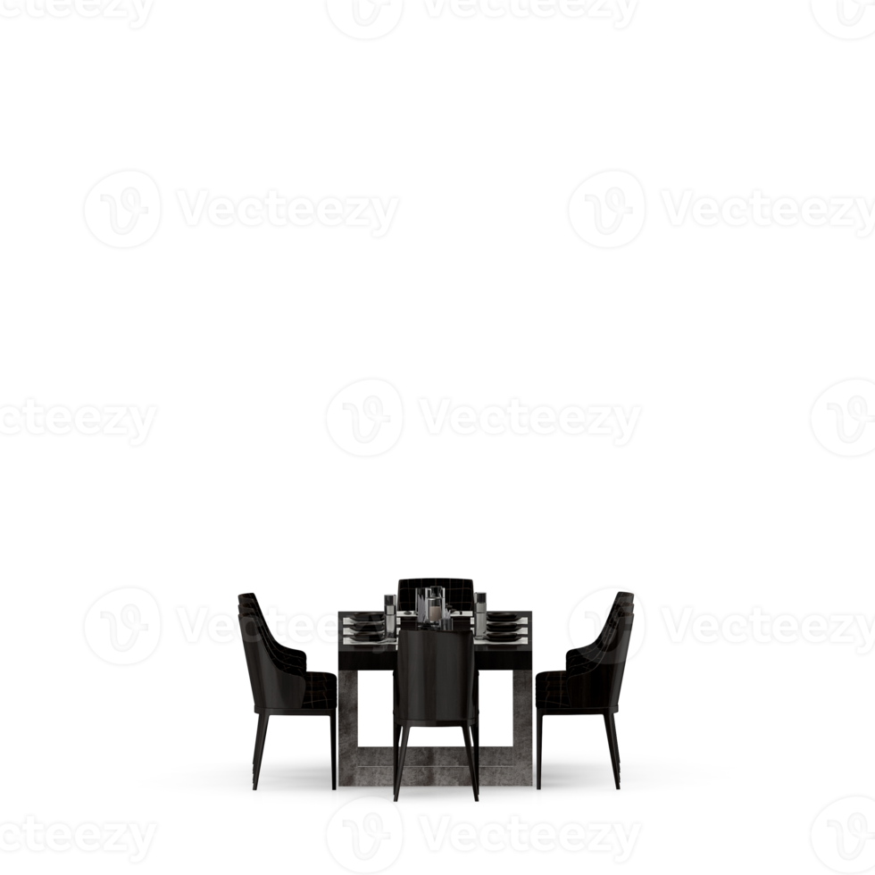 Isometric Table set front 3D render png