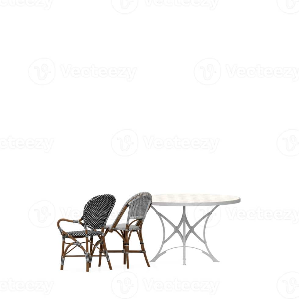 Isometric Table set front 3D render png