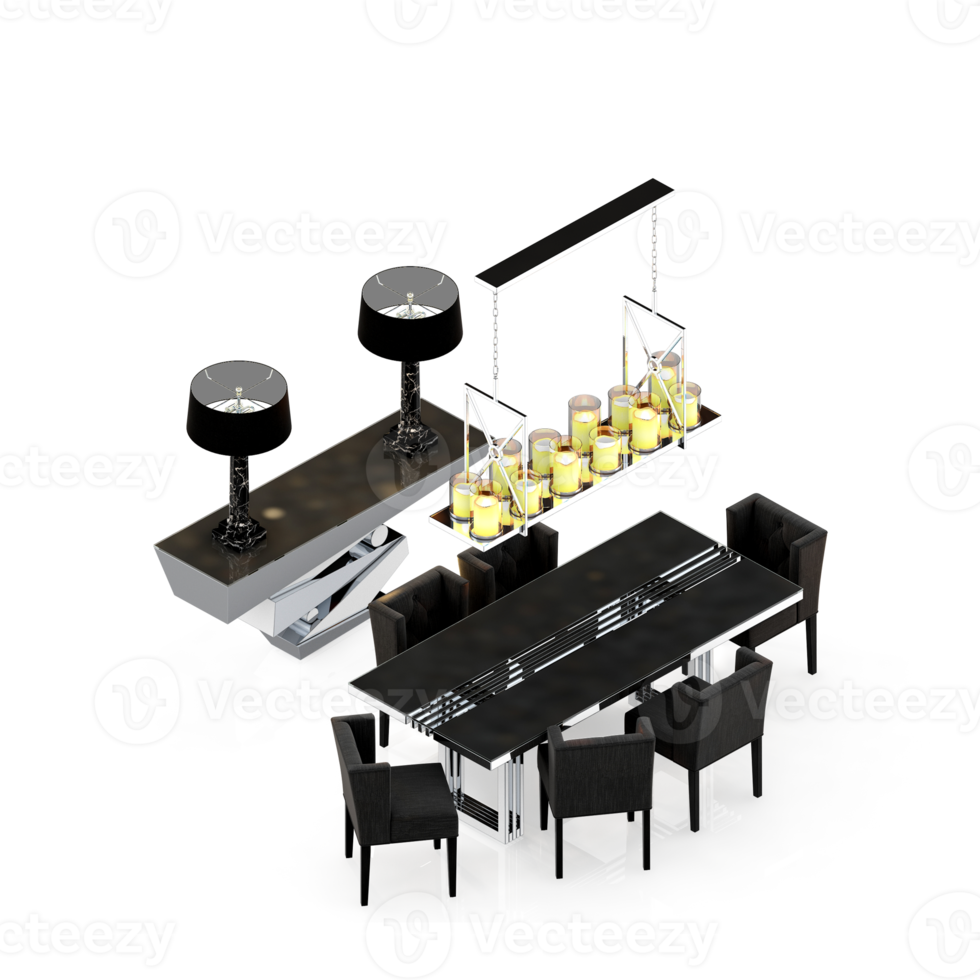 Isometric Table set Perspective 3D render png