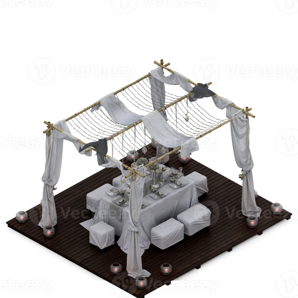 Isometric Table set Perspective 3D render png