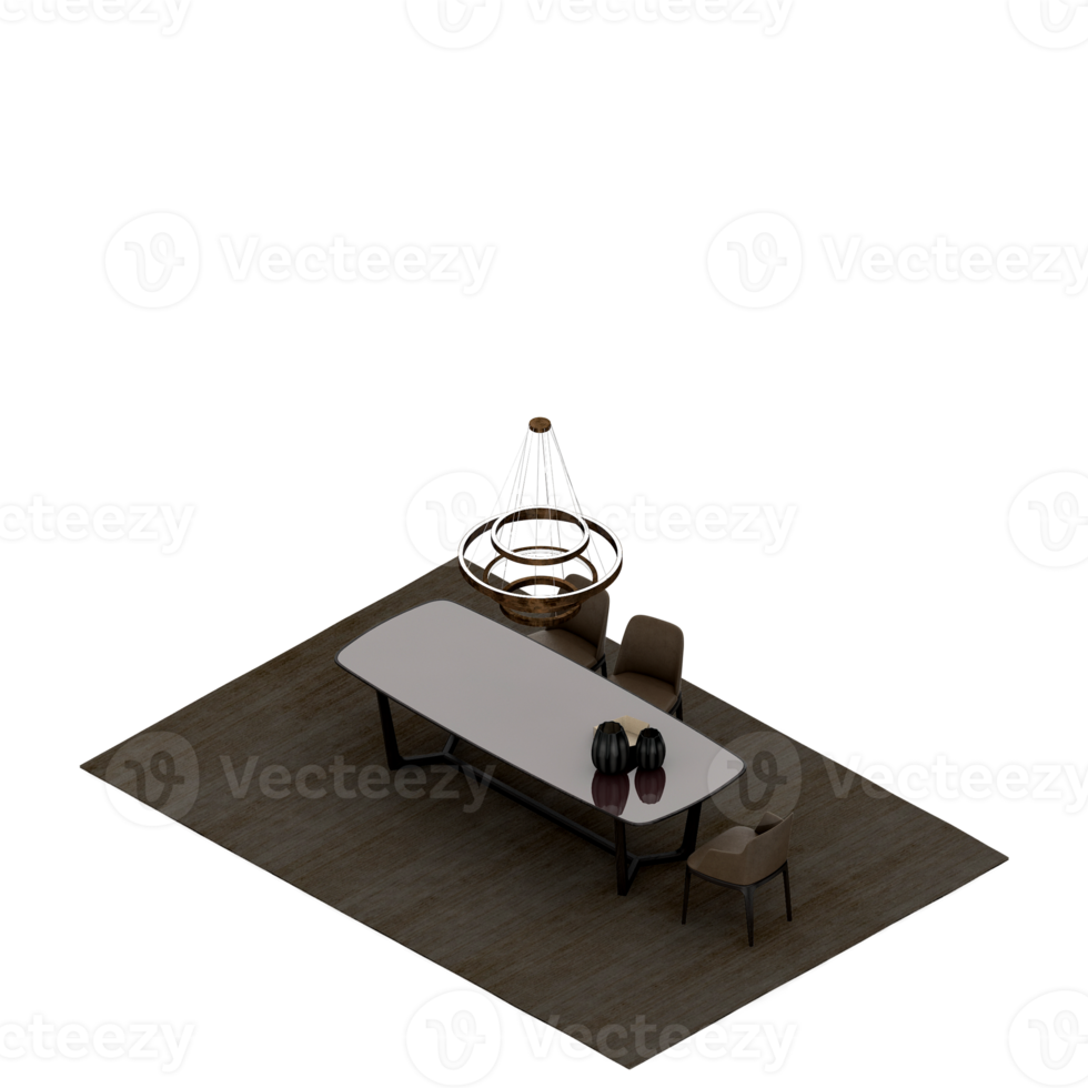 Isometric Table set Perspective 3D render png