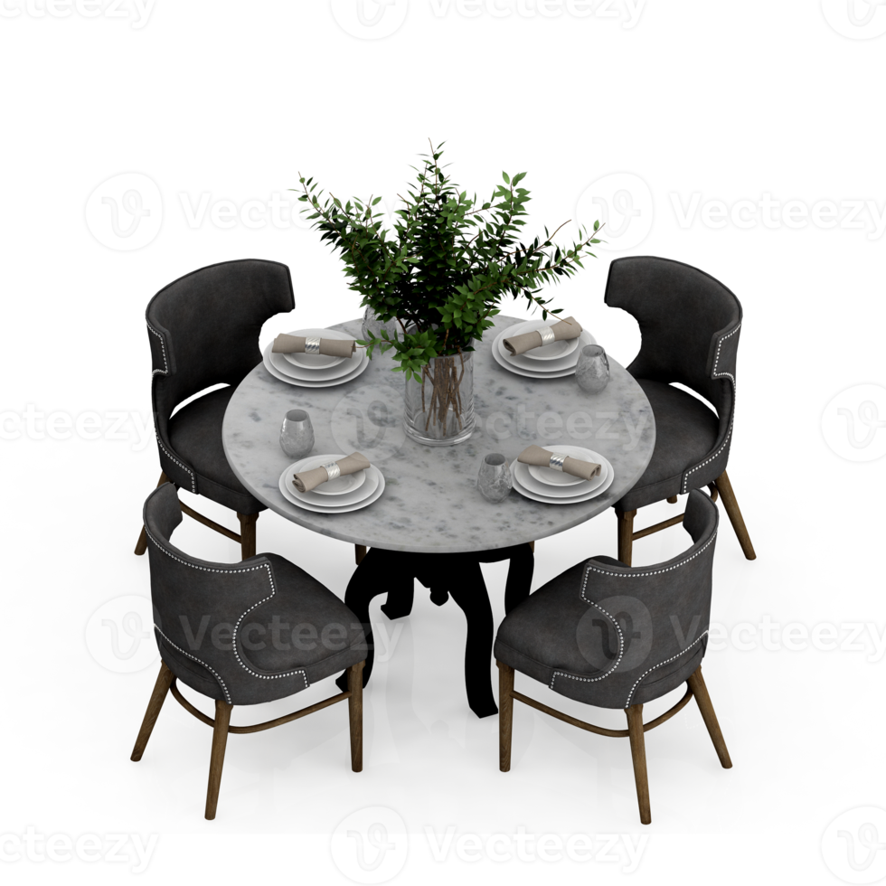 Isometric Table set Perspective 3D render png