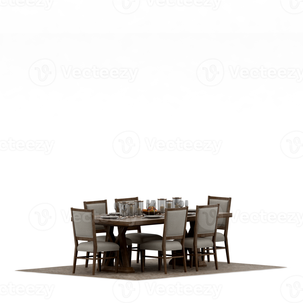 Isometric Table set front 3D render png