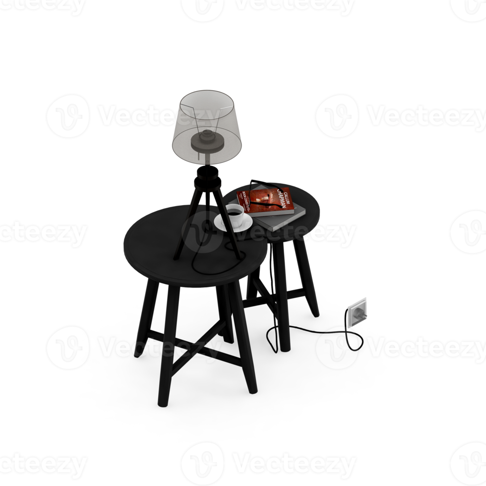 Isometric Table set Perspective 3D render png