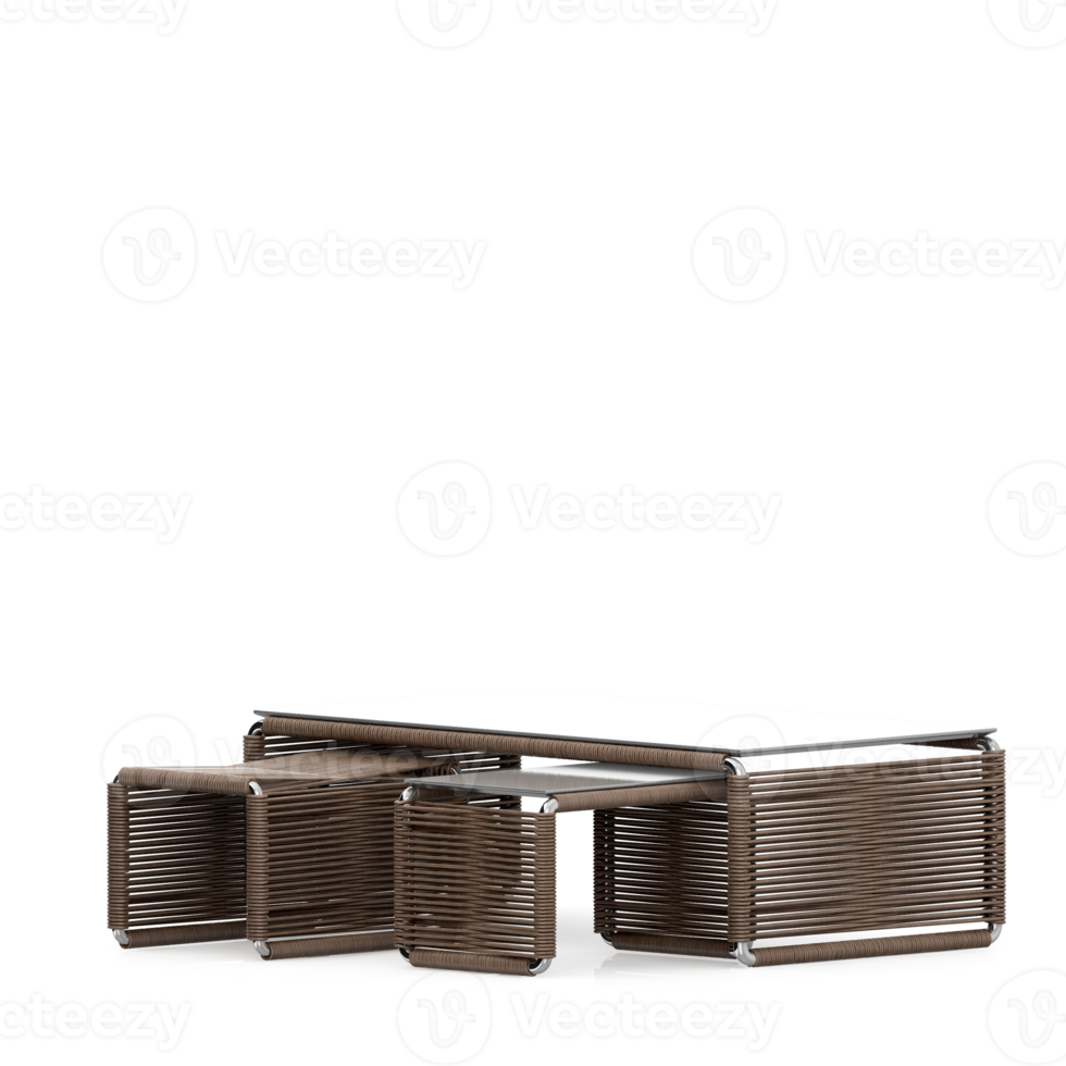 Isometric Table set front 3D render png