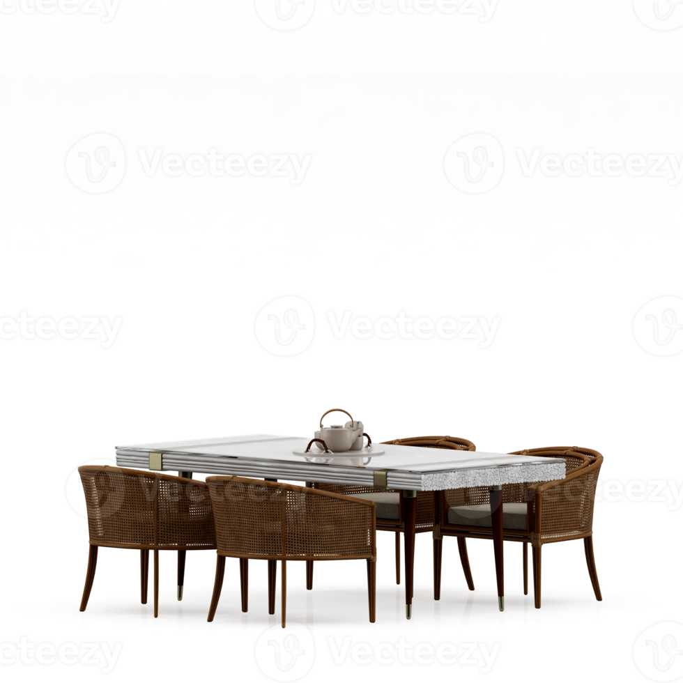 Isometric Table set front 3D render png