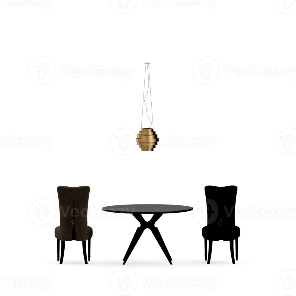 Isometric Table set front 3D render png