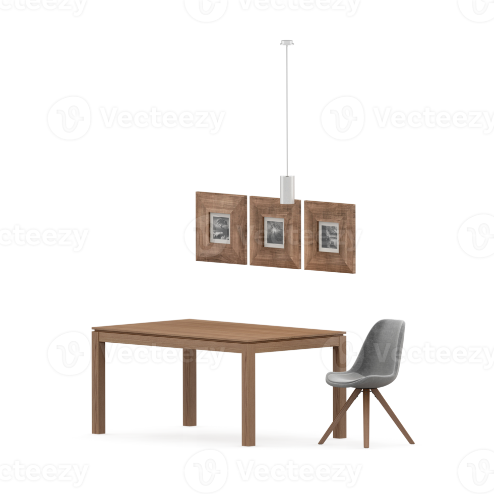 Isometric Table set front 3D render png