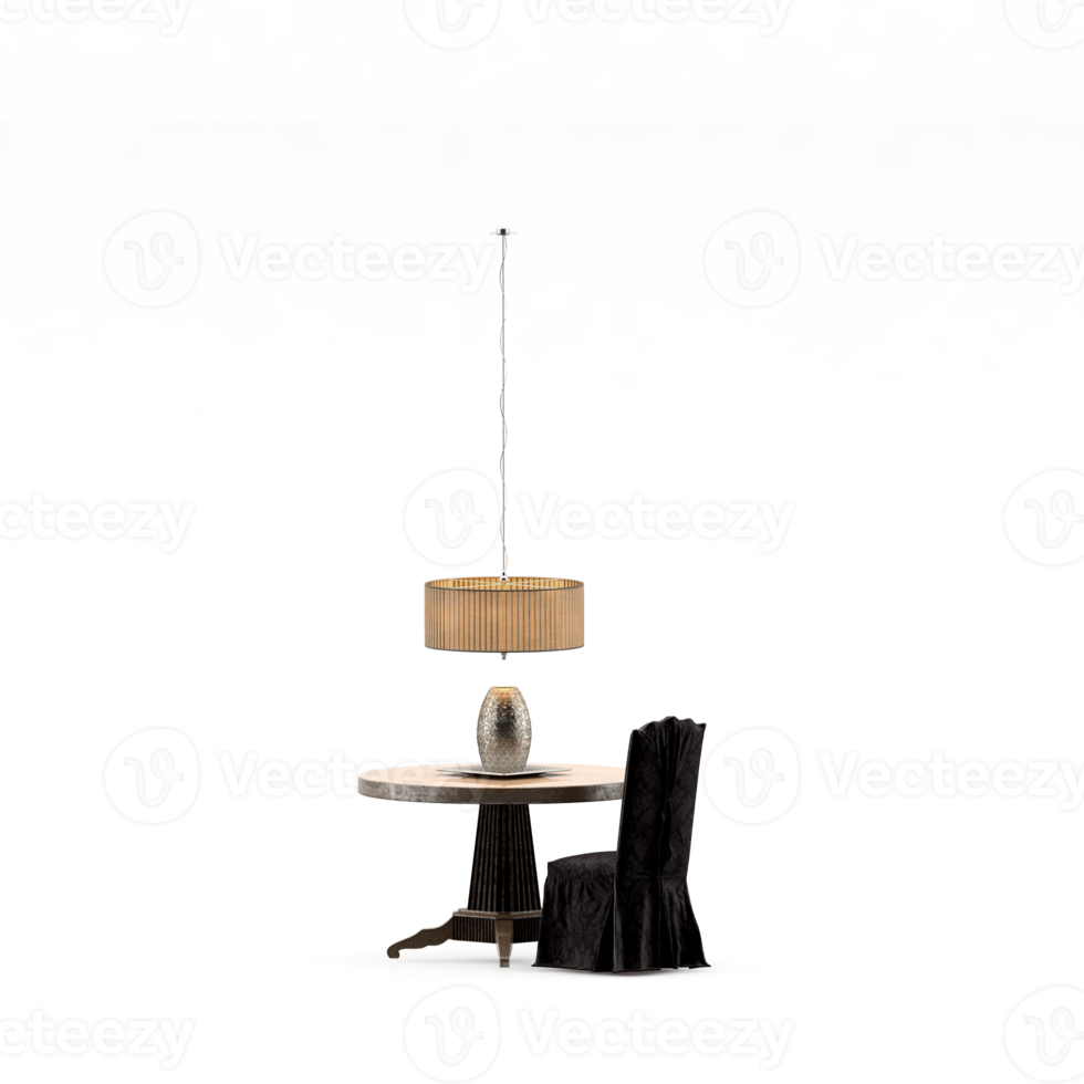 Isometrischer Tischsatz vorne 3D-Rendering png