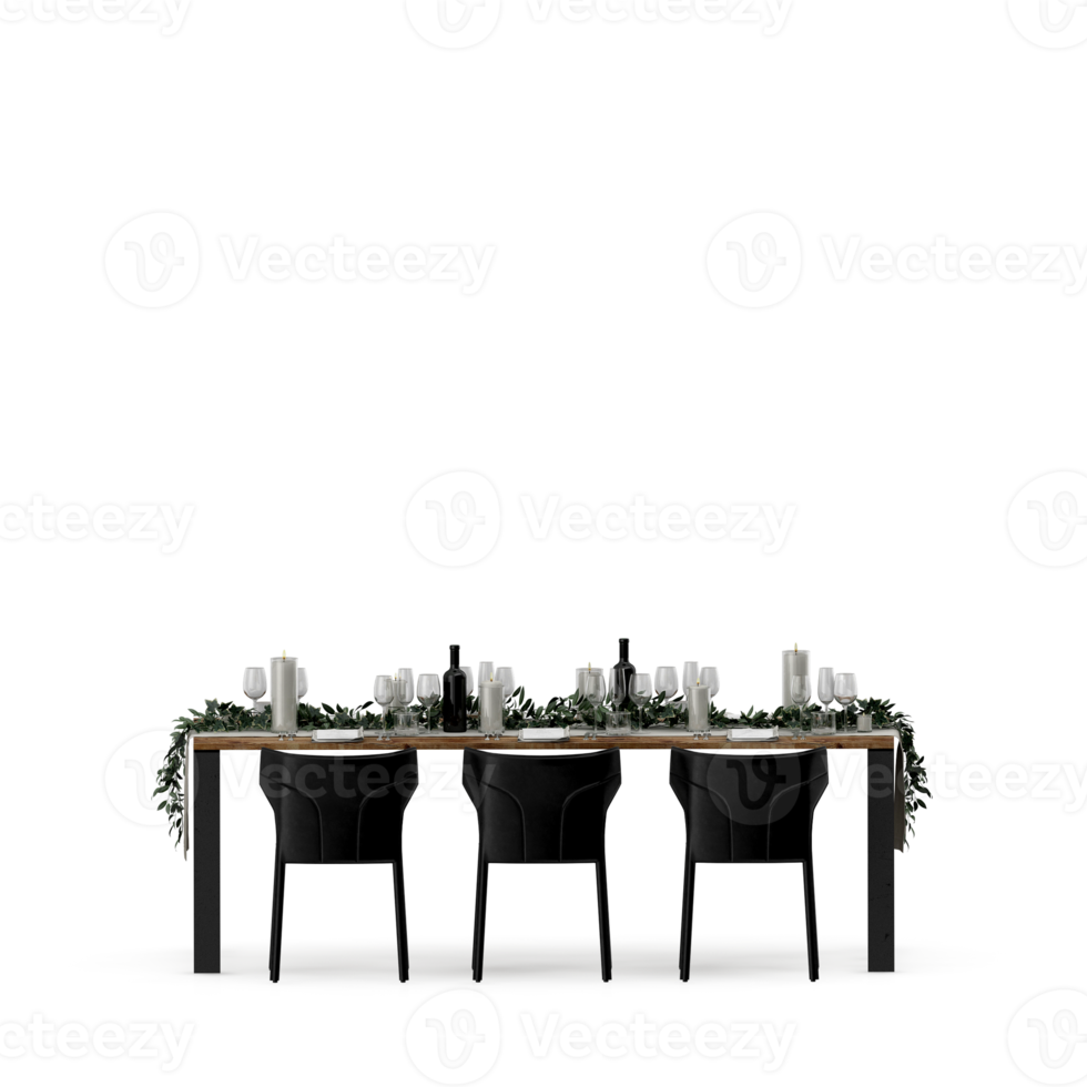 Isometric Table set front 3D render png