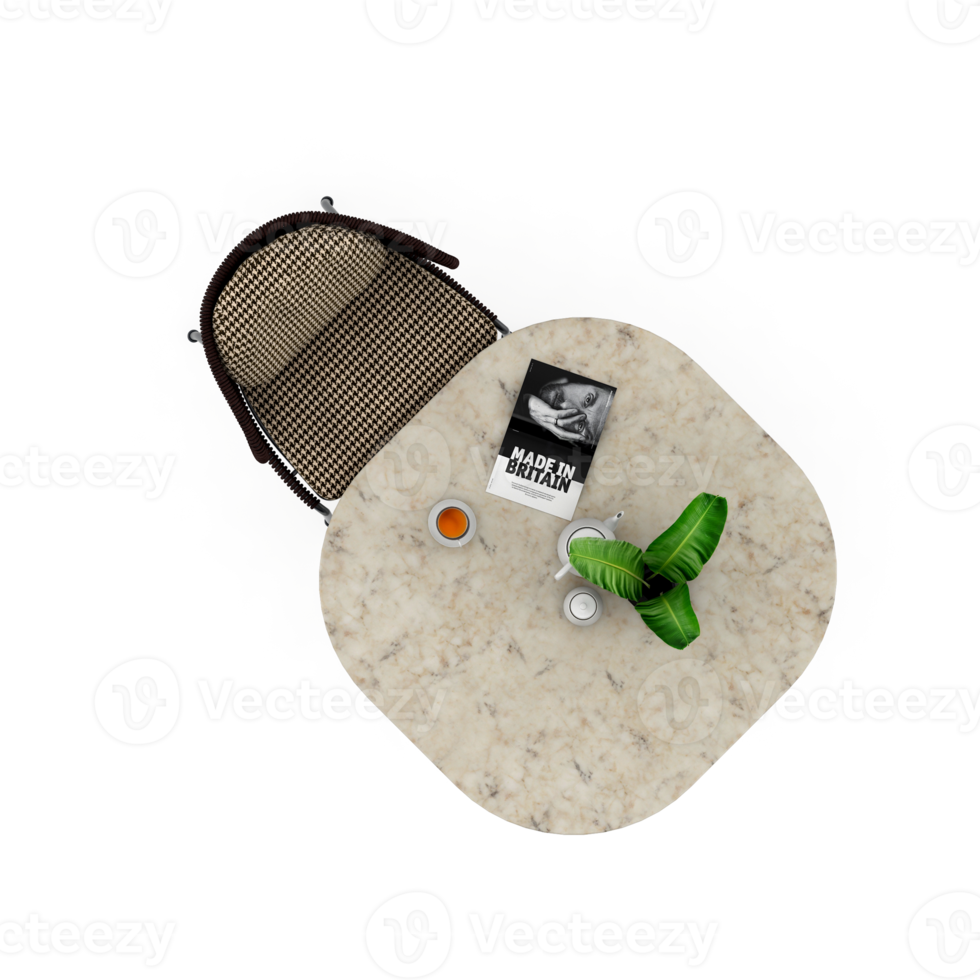Isometric Table set Top 3D render png