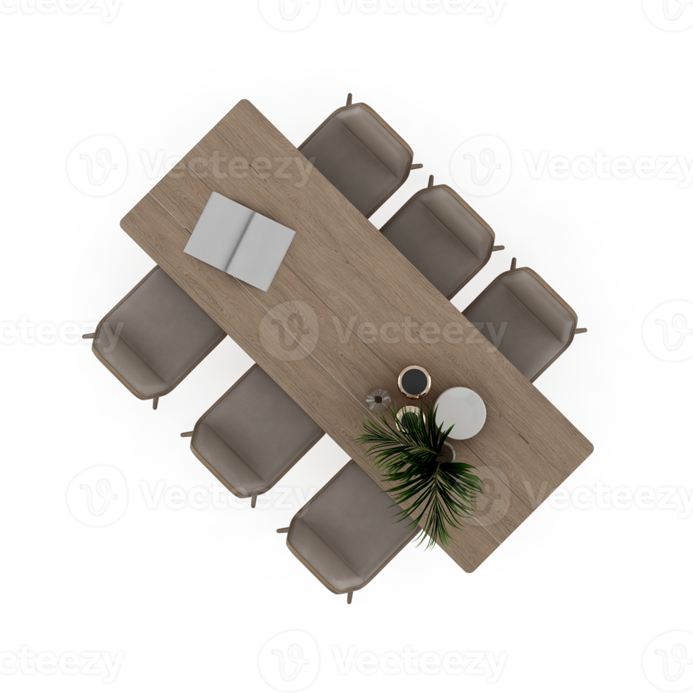 Isometric Table set Top 3D render png