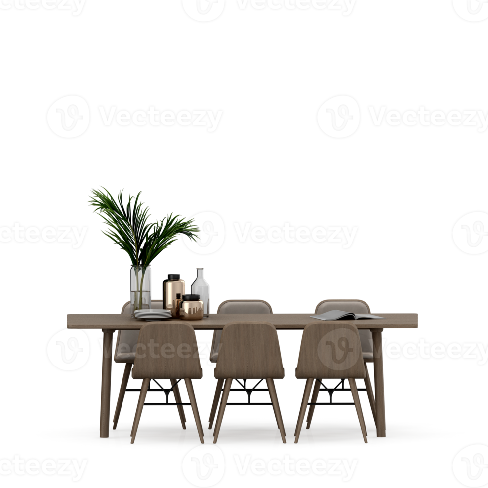 Isometric Table set front 3D render png